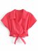 solid color lapel shor-sleeved bow lace-up short shirt  NSAM54307