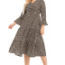 plus size V-neck long-sleeved big swing floral dress NSCX54310