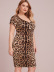 plus size leopard print short-sleeved tie dress NSCX54316