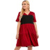 new style v-neck short-sleeved stitching A-line skirt  NSCX54320