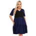 new style v-neck short-sleeved stitching A-line skirt  NSCX54320