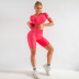 seamless short-sleeved hollow tops quick-drying hip-lifting high-elastic shorts gym suit  NSZJZ54493