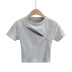 Plain Cut Out T-Shirt NSAC47654