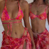 Tie-dye thong bikini swimsuit three piece set NSKAJ47794