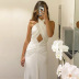 nuevo vestido hueco de punto blanco de verano NSYSB47824