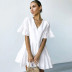 cotton solid color short-sleeved dress NSSE48173
