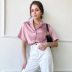 pure color lapel short-sleeved shirt  NSYSB48180