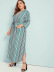 new plus size long-sleeved striped dress NSCX48193