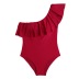 one-shoulder ruffled high waist one-piece swimwear NSHL48206