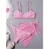 Conjunto de tres piezas de traje de baño camisero estampado leopardo rosa NSHL48207