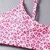 Conjunto de tres piezas de traje de baño camisero estampado leopardo rosa NSHL48207