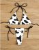 Cow pattern halter thong bikini swimsuit set NSHL48210