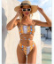 Snake skin print cross strapped bikini swimsuit set NSHL48214