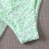 Green leopard printed bikini swimsuit three piece set NSHL48215