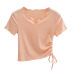 petal collar drawstring short-sleeved T-shirt NSHS48223