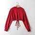 round neck letter embroidery drawstring sweatershirt NSHS48225