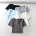 Pure color square collar short T-shirt NSHS48227