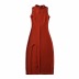 stand-up collar solid color sleeveless dress  NSHS48229