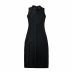 stand-up collar solid color sleeveless dress  NSHS48229
