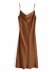 Silk Satin Texture High Split Suspender Dress NSAM48250