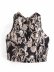 Black & White Floral Print Halter Neck Chiffon Top Blouse NSAM48255