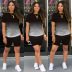 Casual Gradient Color Short-Sleeved Tee & Shorts Set NSYF48284
