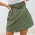 green drawstring high waist irregular skirt NSYSB48299