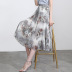 lace-up printed chiffon large swing skirt   NSYZ48531