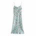 Side Drawstring Printed Sling Dress NSAM48552