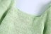 Blusa corta punto cuello cuadrado manga farol verde salvia NSAM48556