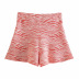 high waist printed jacquard casual shorts NSAM48570