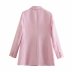 Pink double buttons long sleeve blazer NSAM48572