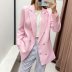 Pink double buttons long sleeve blazer NSAM48572