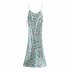 side pleated decorative printing mid-length dress  NSAM48576