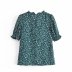 Frill trim floral printed chiffon shirt NSAM48583