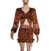 Ruffled Leopard Print Long-Sleeved Dress NSYMA55683