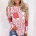 casual stitching printed long-sleeved pocket T-shirt NSZH55699