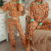 leopard print long-sleeved tops & pants casual pajamas  NSZH55701