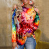 casual tie-dye printing long-sleeved strapless sexy T-shirt NSZH55708