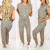 summer new style leopard print short-sleeved round neck casual jumpsuit  NSZH55718