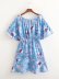 wholesale retro one-neck strapless lace-up flared sleeve printed dress NSAM55732