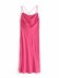 wholesale satin sleeveless thin sling halter mid-length dress NSAM55789