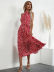 Polka dot rayon printed halter neck strap sleeveless dress long skirt NSLIB56109