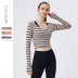 Slim striped long-sleeved fitness T-shirt NSBS55852