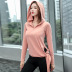 fashion solid color side lace hooded yoga jacket NSBS55876