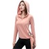 fashion solid color side lace hooded yoga jacket NSBS55876
