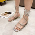 rhinestone butterfly ankle ring winding thick high-heeled sandals   NSCA55900