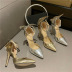 bow point toe gold and silver high heels  NSCA55903