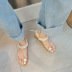 pearl decor flat bottom square head clip open toe sandals   NSCA55905