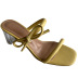 square toe thin strap bow mid-heel slippers  NSCA55911